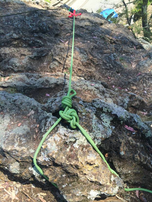 This top rope rock climbing anchor knot is sort of like a Bowline Knot